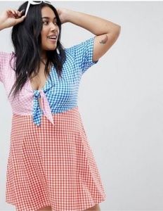 Asos curve size 14 gingham print dress